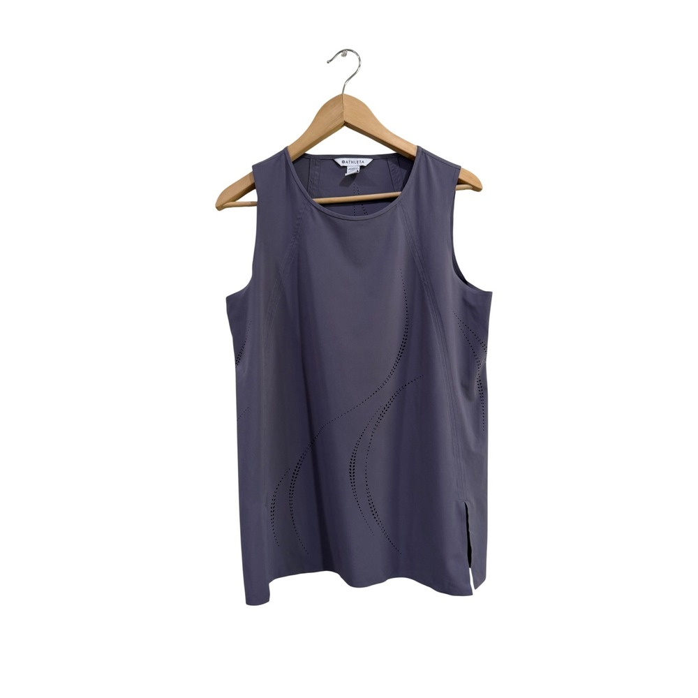 Athleta Refined Zephyr Laser Tank Purple Gray Perforated Activewear Top Medium